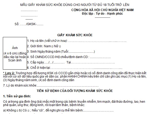 khám sức khoẻ xin việc làm